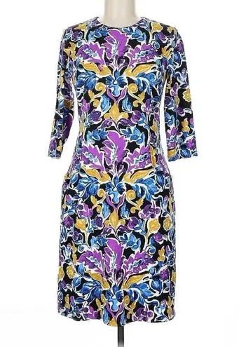 J. McLaughlin Colorful Floral Catalina Cloth Sheath Dress SMALL Pockets