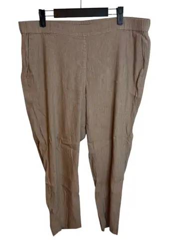 J. Jill Light Brown Linen Blend Pull On Cropped Pants Size L