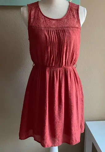 Sweet Wanderer Sienna orange gauze and crochet embroidery lace dress medium comfy