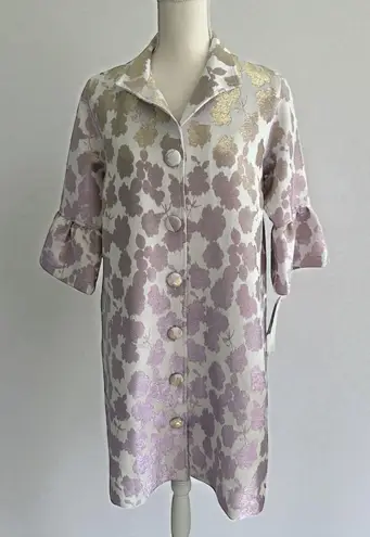 CAROLINE ROSE Floral Lavender Iridescent Lightweight Jacket Coat Sz S NEW w tags White