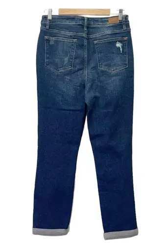 Judy Blue High Waist Destroyed Cuffed Boyfriend Jeans Dark Wash Size 29 | 8
