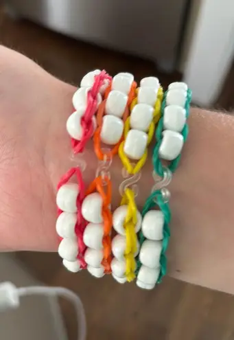 “Favorite Color” Handmade Beaded Bracelet Set (Red, Orange, Yellow, Green)