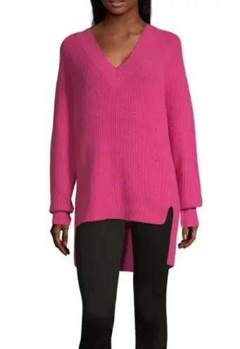 a.n.a . V-Neck High Low Sweater Catalina Hot Pink