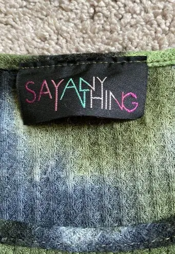 Say Anything  women’s large green tye dye waffle top