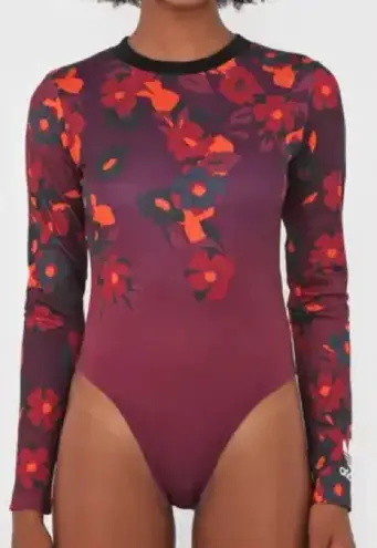 Farm Rio Adidas Her Studio London Long Sleeve Bodysuit Red Floral Small