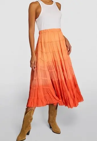 ALLSAINTS NWT ALL SAINTS Eva Sunburst Orange Ombré Maxi Tiered Skirt Size US 8