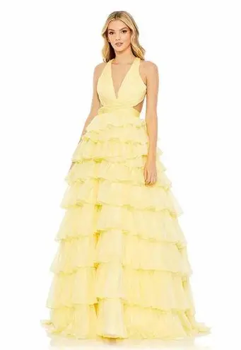 Mac Duggal NWT Chiffon Layered Cut Out Ballgown in Lemon Size 10