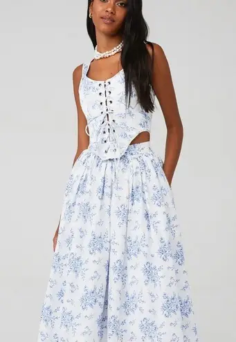 Selfie corset in bed and breakfast duchess Blue