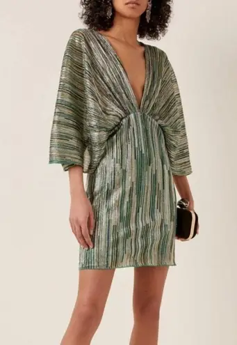 ROTATE Birger Christensen Ester Dress in Fern Green size 32 US 0 NWT