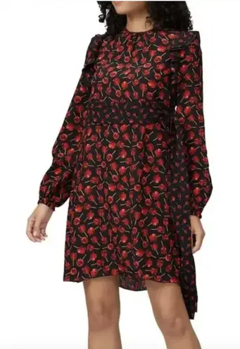 No.21 Dress Womens 6 IT 42 Black Red Lollipop Print Silk Ruffle Long Sleeve