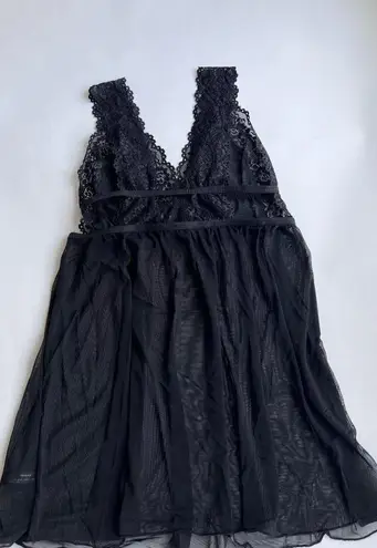 Oh là là Chéri Nora Mesh and Lace Empire Babydoll black size s/m