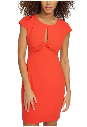 Siena Keyhole Bodycon Dress size 10 Cap Sleeves Twist Crepe Scuba NWT Orange