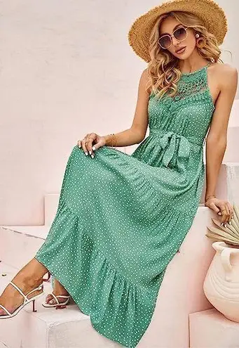 Faroro - Sleeveless Long Boho Halter Maxi Dress