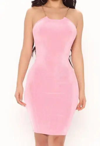 Heart & Hips Pink Halter Slinky Mini Dress