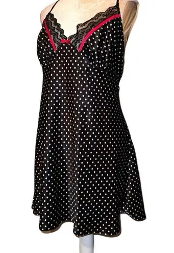 Apt. 9  black sweet little nighty with white polka dots and red lace detailing.New