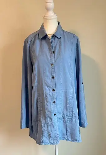 Soft Surroundings Tencel Island Breeze Button Down Shirt Tunic Size Large