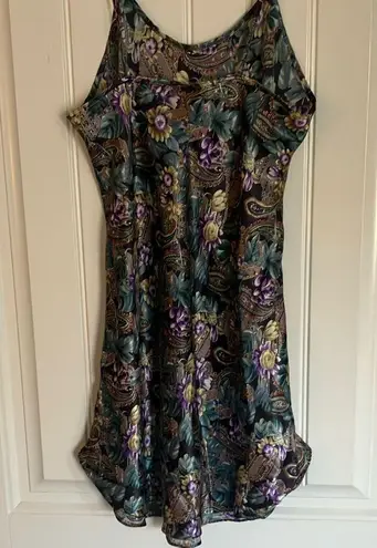 Floral Satin Chemise Purple Size M