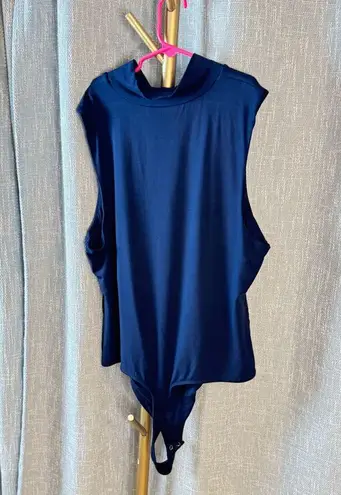 Good American  Mock Neck Power Body Suit Thong. NAVY BLUE Color. Size 5/2XL NWOT