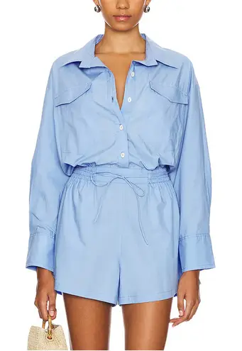 Faithfull the Brand NWT Isole Playsuit Women’s Small Mid Blue Cotton Resort Chic