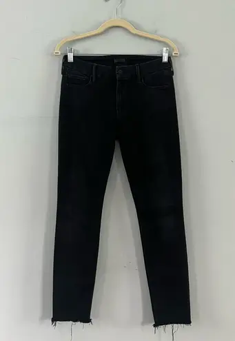 MOTHER Denim Mother Looker Ankle Fray Blackbird Black Jeans