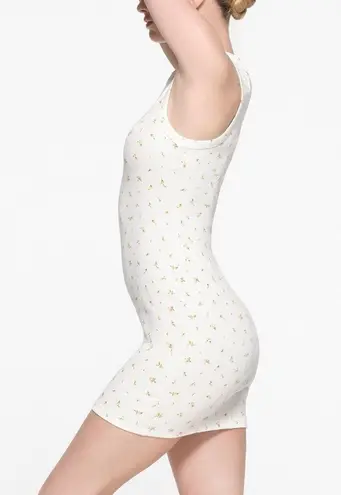 SKIMS NWOT Cotton Rib Tank Dress in Marigold Rosebud Print, Size Large