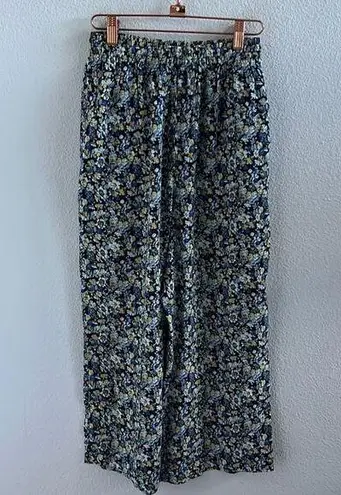 Esprit Vintage Floral Elastic Waist Rayon Cropped Pants Medium