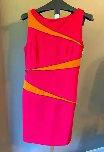 Adrienne Vittadini HOT PINK & ORANGE ZIPPER DRESS SIZE 4