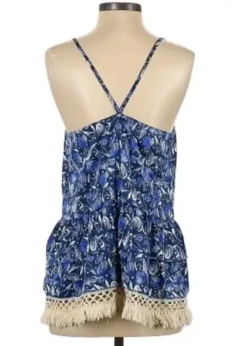 I Madeline Seascape Blue Fringe Sleeveless Top size Large