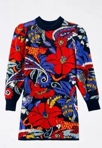 Farm Rio ππ Vintage Forest Blue Sweater Dress ~ Vintage Forest Blue Small S NWT