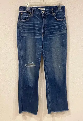 MOUSSY VINTAGE Blue Japanese Denim Rhode Cropped Flare High Rise Jeans 30 EUC