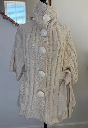 JLO by Jennifer Lopez Cream Cable Knit Button Up Cardigan Sweater Medium