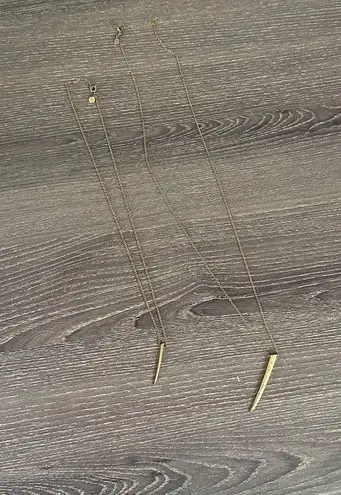 Gorjana Fancy Horn Charm Necklace Duo Layering Long Short Set 18K Gold Plated