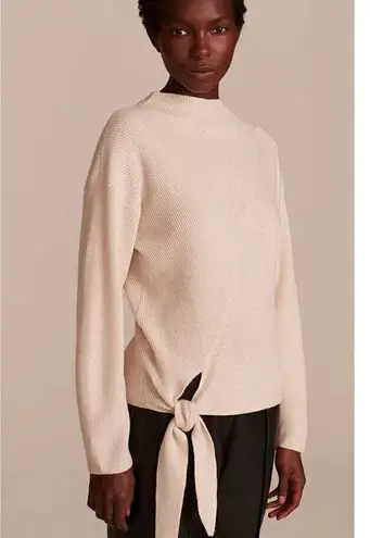 Rebecca Taylor wool tan knit high neck tie waist sweater size medium