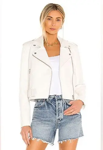 Pistola Women’s Tracy Cropped Leather Moto Jacket in White Size L