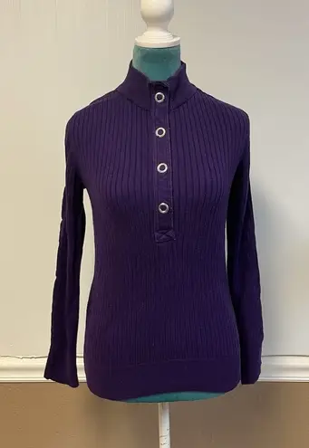 Lauren Ralph Lauren Women's Purple Top Medium Silver Snap Button Jumper