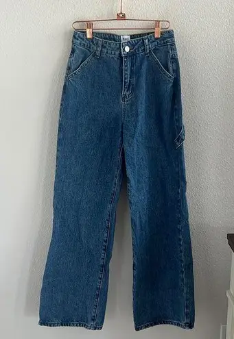 Princess Polly  Baggy Wide Leg Denim Jeans Hammer Hoop US 2