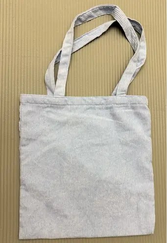 Light Blue Tote Bag with 'Hello!' Embroidery Gray