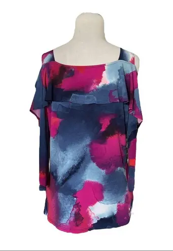 Clara Sun Woo Cold Shoulder Watercolor Top | Pink/Blue | Small