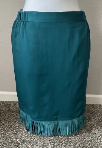 VTG Criscione New York Women’s Teal Skirt With Fringe Boho Western skirt sz Med Blue