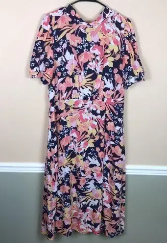 Julia Jordan Women’s Floral Print Puff Sleeve Mock Neck Leg Slit Maxi Dress