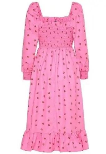 Cras Florence Dress Smocked Long sleeve Pink Strawberries Medium
