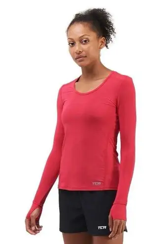 TCA Women's Stamina Long Sleeve Lightweight Running Top Pink Athleisure L Sporty Size L