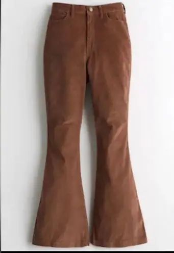 Hollister High Rise Brown Corduroy Flare Pants size 27