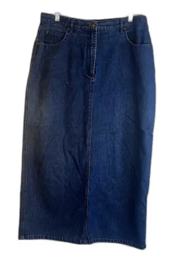 Petite Sophisticate Denim Jean Midi Skirt Boho Classic Cottage Core Size 10