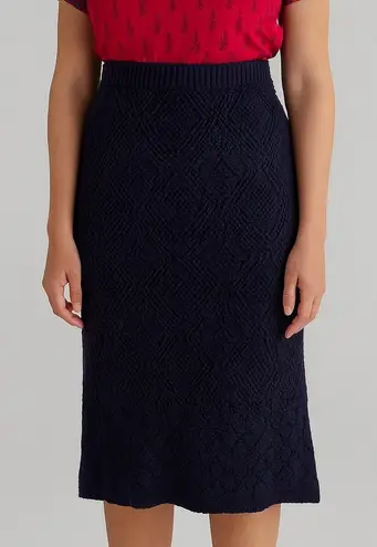 freshman1996 Navy Knit Midi Skirt Women's Size M Blue Size M