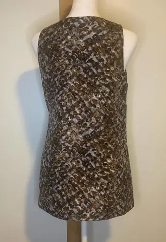 W By Worth W Worth brown & gray leopard print silk sleeveless blouse size 2