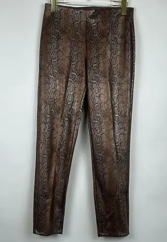 Dennis Basso Brown Metallic Printed Scuba Leggings Size XS NWOT