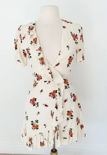 Privacy Please June Floral Print Ruffle Wrap Mini Dress | XS