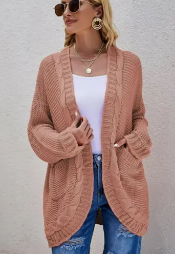 Universal Threads Universal Thread Cable Knit Open Front Cardigan Sweater Blush Size Small