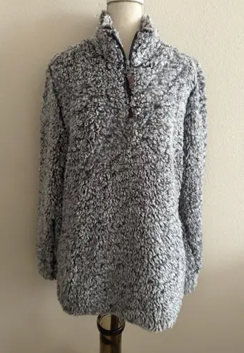Weatherproof Grizzly Sherpa Quarter Zip Soft Fluffy Fleece Womens (Large, Frosted Grey